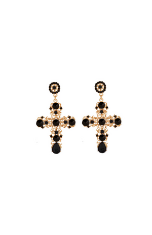 Take Me To Church Earrings | Black Gold