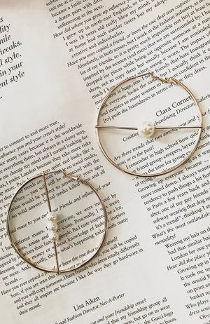 Jolene Gold Pearl Hoop Earrings